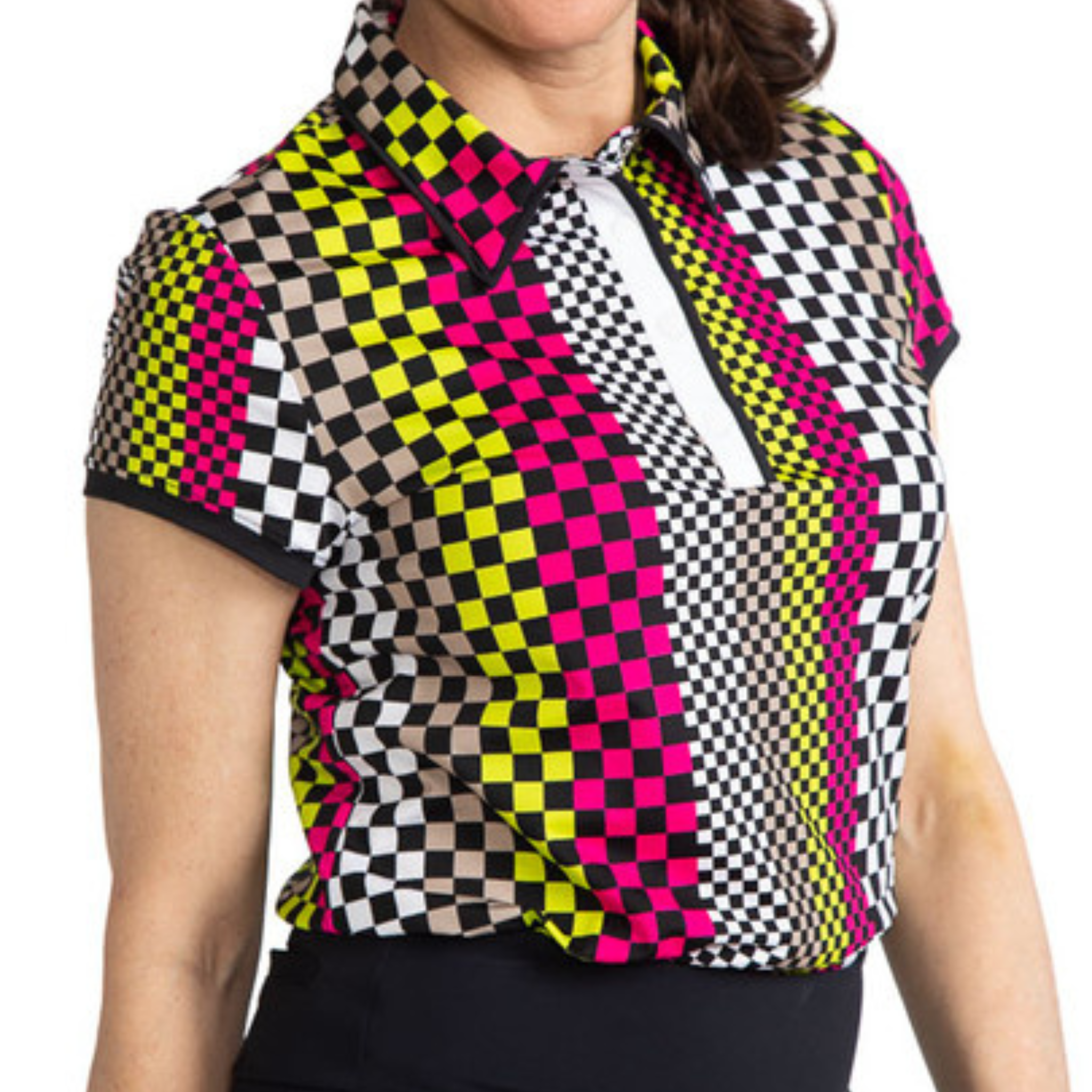 Up and In Shortsleeve Golf Top - Checks Mix (M ONLY)