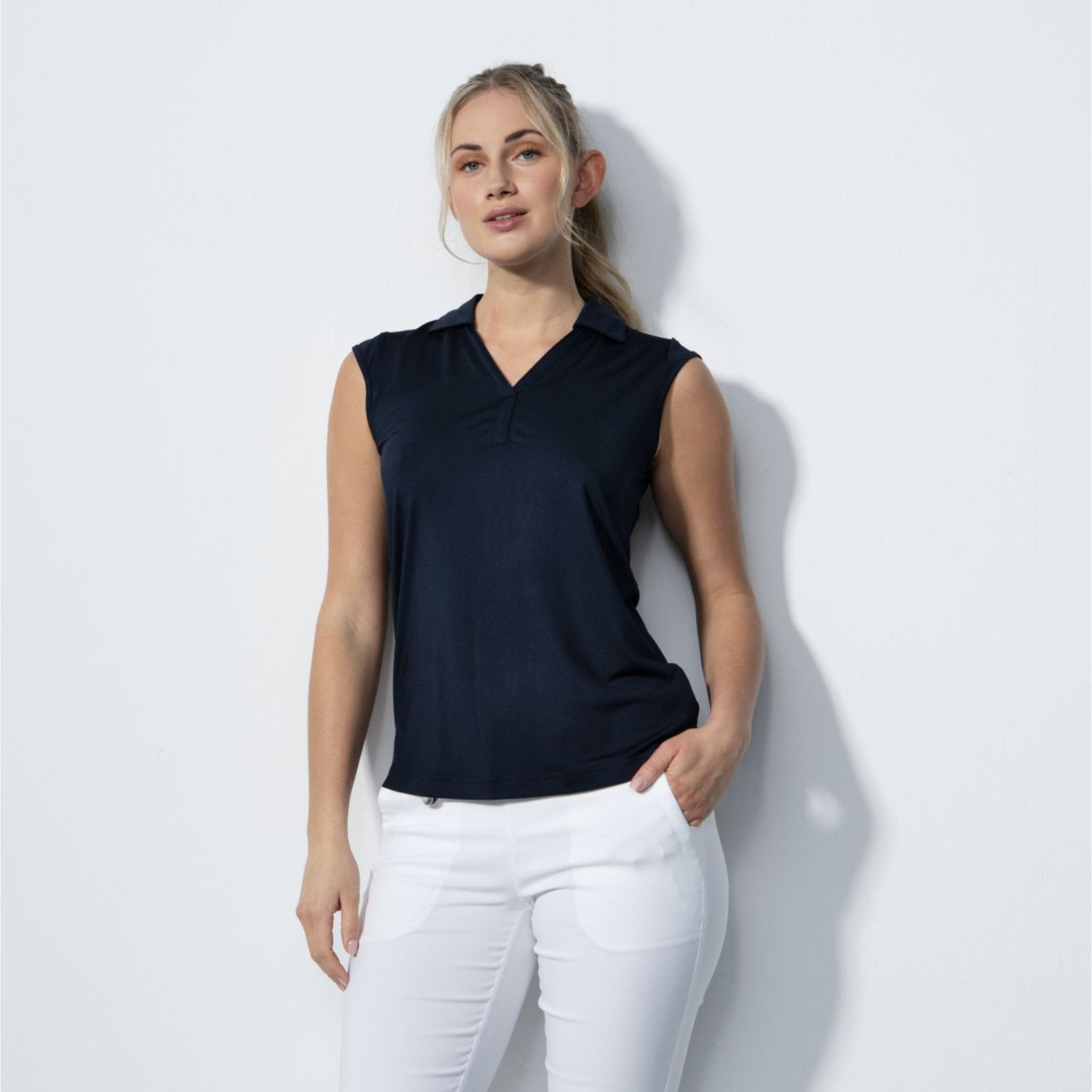 Anzio Dark Navy Sleeveless Polo Shirt - Fairway Fittings
