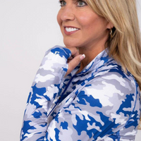 Camo Sun Shirt (Blue) - TJ Golf. Fairway Fittings - Women's Golf & Athleisure Wear Boutique.
