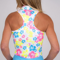 Racerback Golf Shirt - Neon Hibiscus