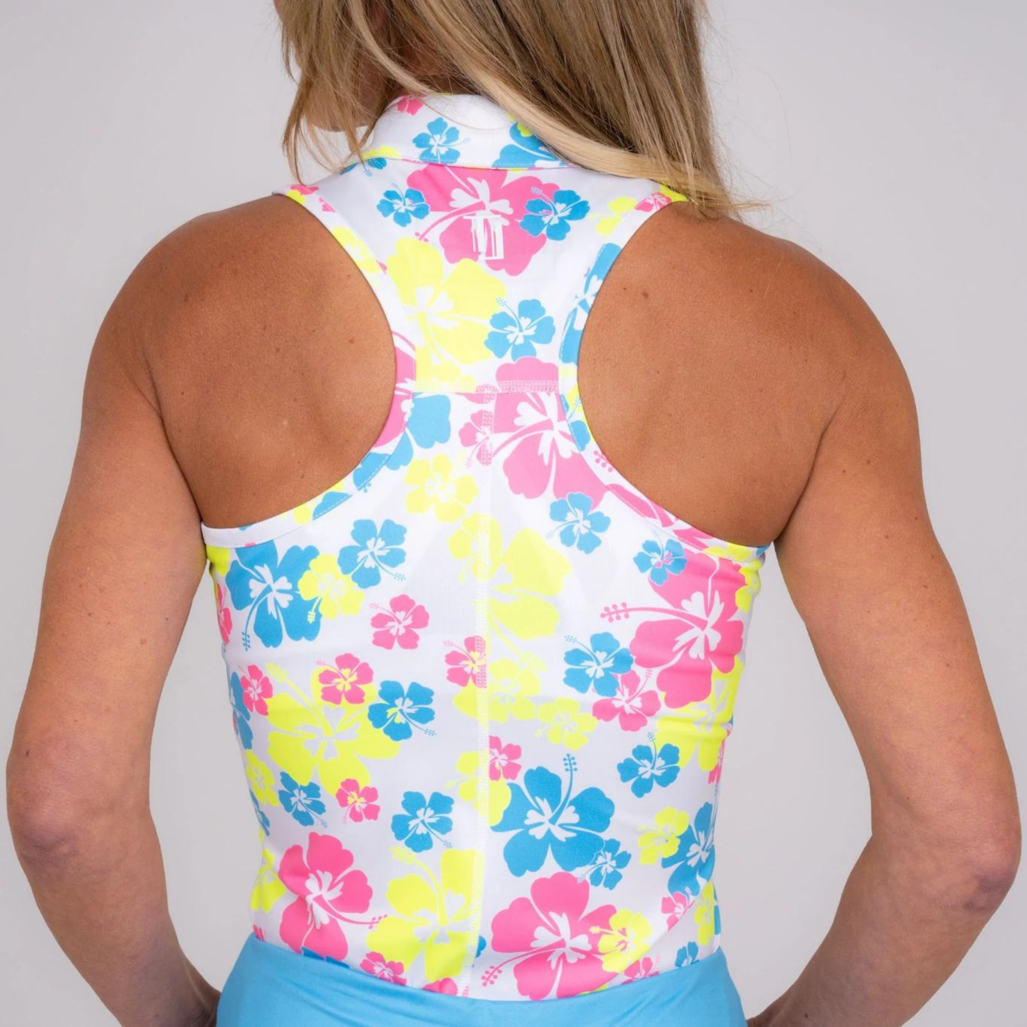 Racerback Golf Shirt - Neon Hibiscus