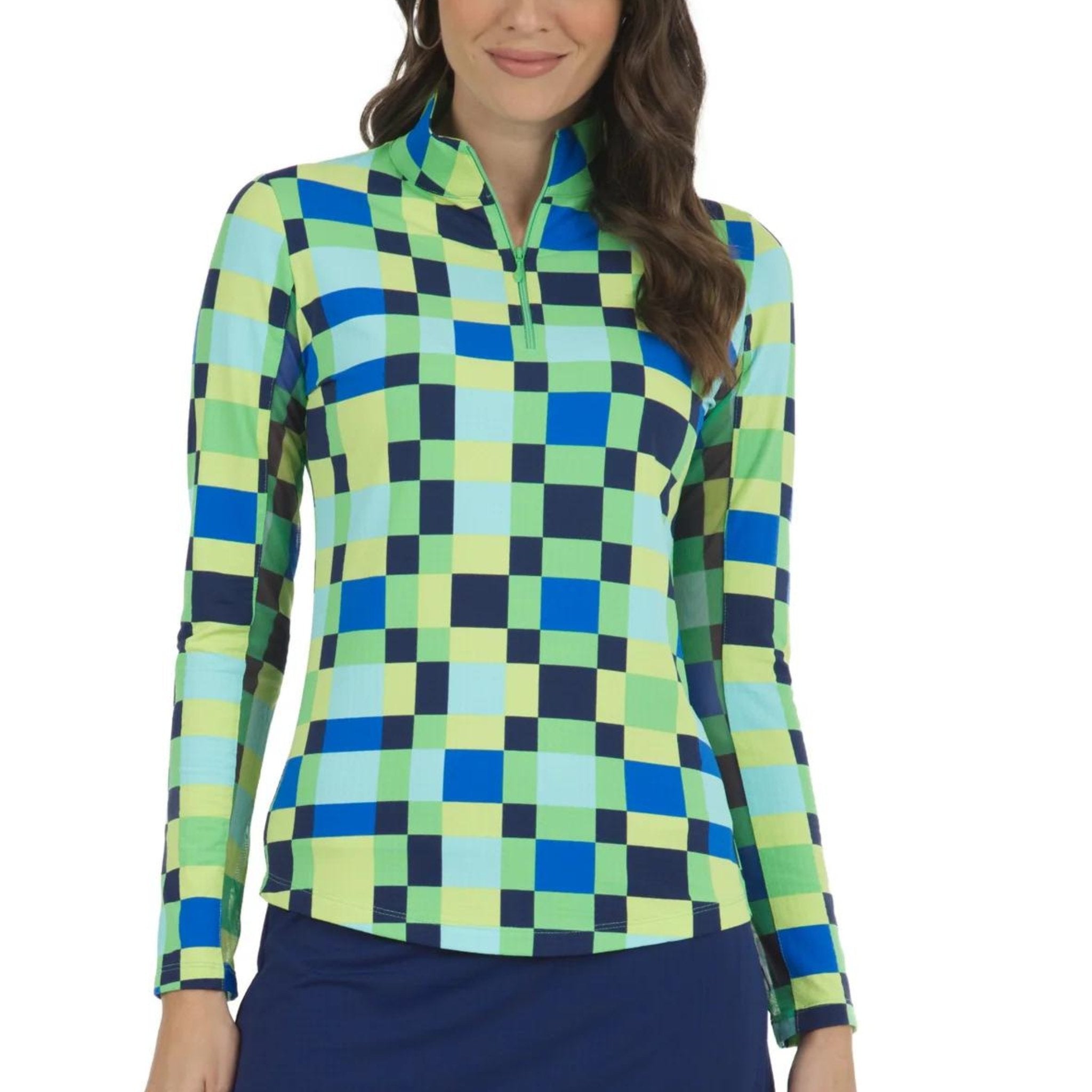 Annalise Print Long Sleeve Mock Neck Top - Fairway Fittings