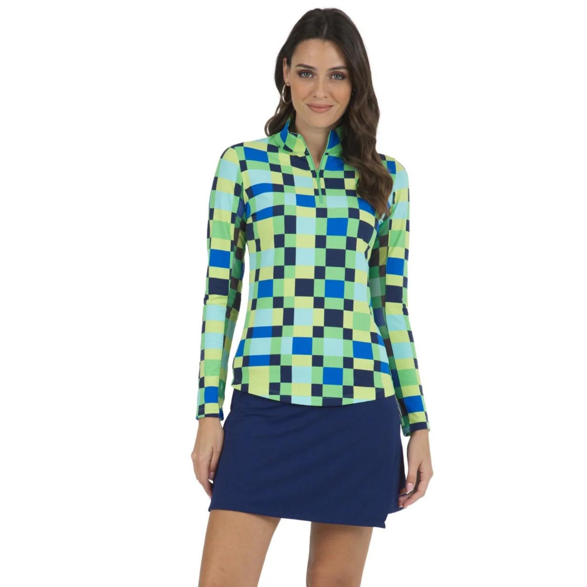 Annalise Print Long Sleeve Mock Neck Top - Fairway Fittings