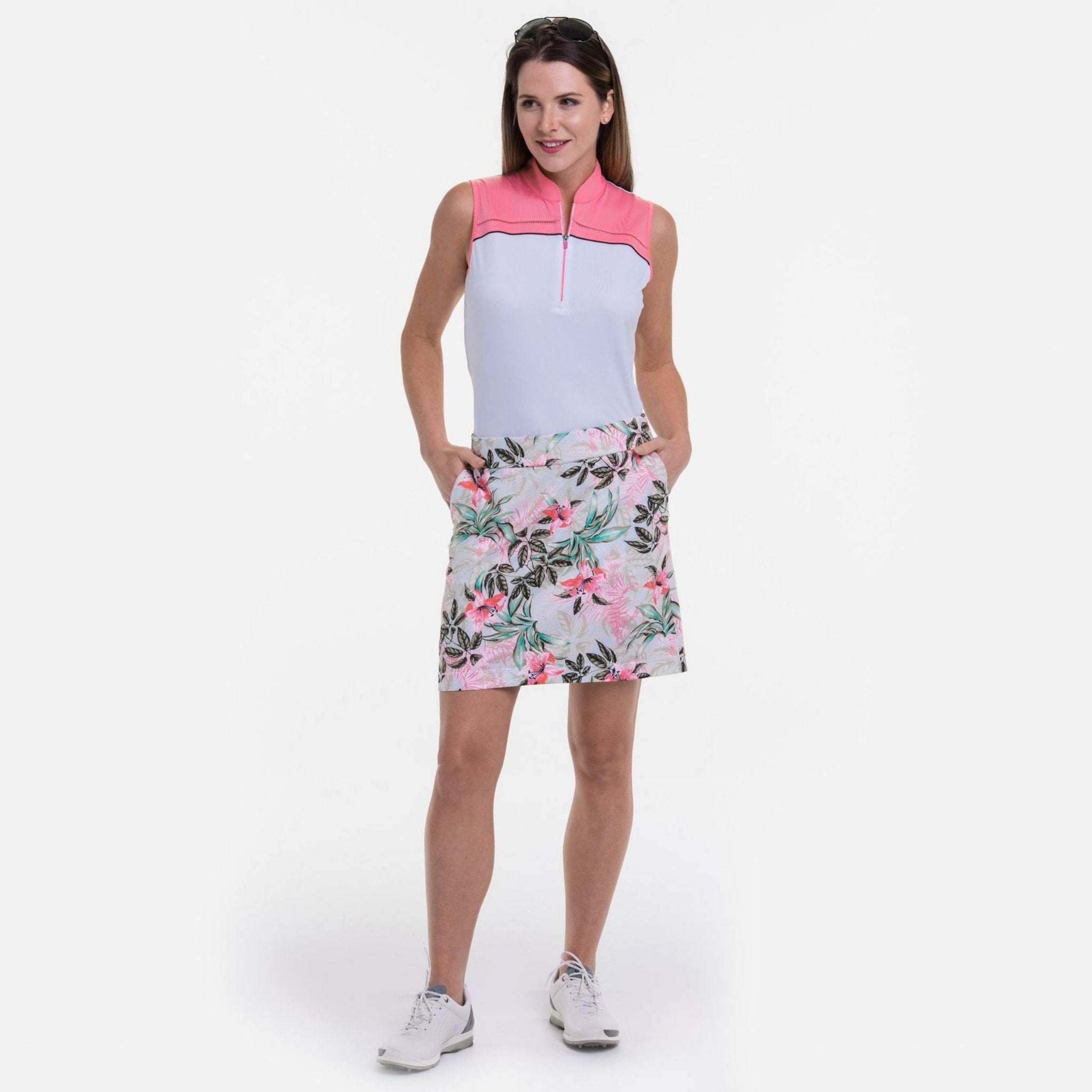 Botanical Tropical Print Skort 19" - Fairway Fittings