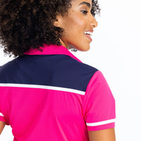 Button Up Beauty Short Sleeve Golf Top - Preppy Pink - Fairway Fittings