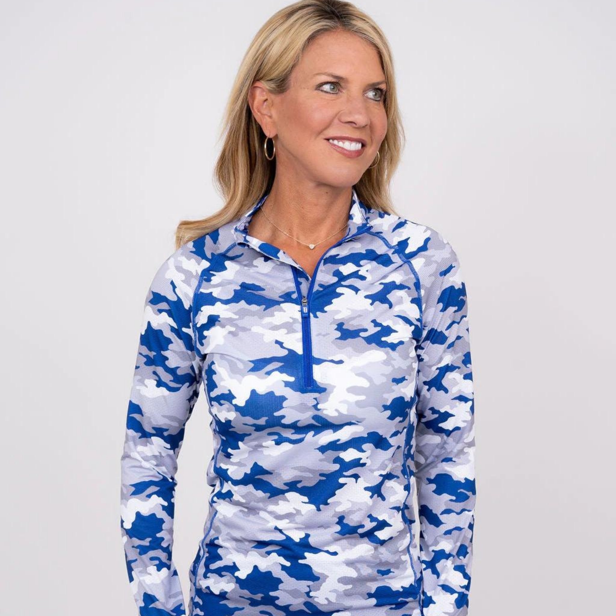 Camo Sun Shirt (Blue) - TJ Golf. Fairway Fittings - Women's Golf & Athleisure Wear Boutique.