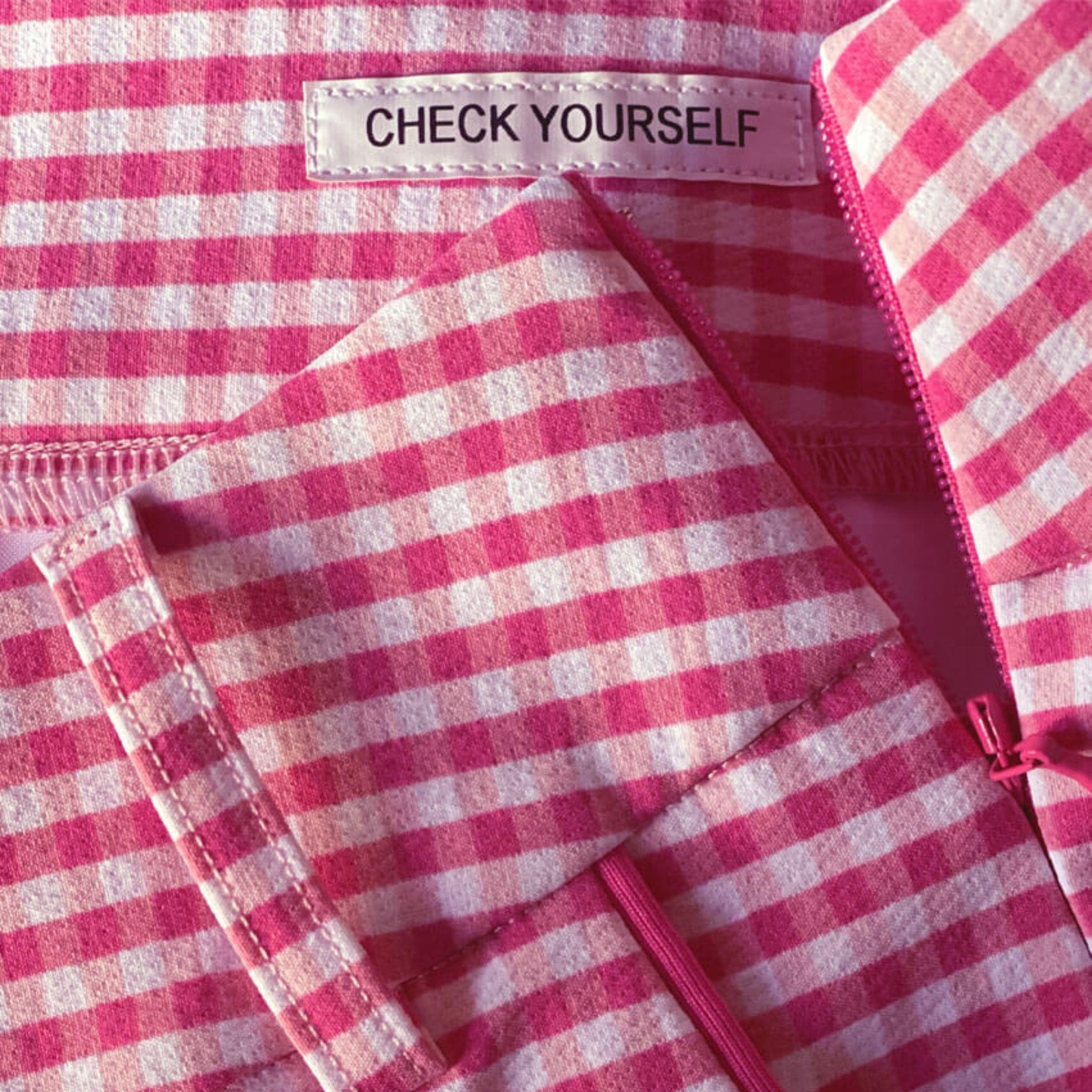 Checkered Stretch Ankle Pant - Hot Pink/White - Fairway Fittings