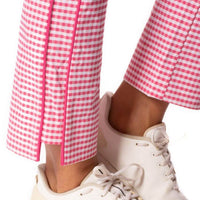 Checkered Stretch Ankle Pant - Hot Pink/White - Fairway Fittings