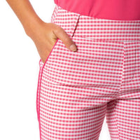 Checkered Stretch Ankle Pant - Hot Pink/White - Fairway Fittings