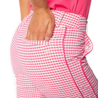 Checkered Stretch Ankle Pant - Hot Pink/White - Fairway Fittings