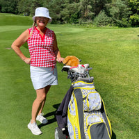 Cut Loose Sleeveless Golf Top - Houndstooth Cherry Red - Fairway Fittings