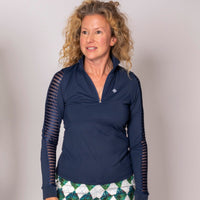 Heritage Sheer Sleeve Golf Shirt – Navy - Fairway Fittings