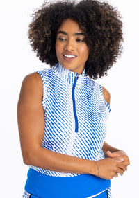Keep it Covered Sleeveless Golf Top - Tread Lightly Azure Blue - Fairway Fittings