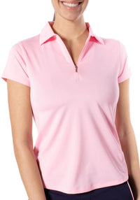 Light Pink Short Sleeve Zip Stretch Polo - Fairway Fittings