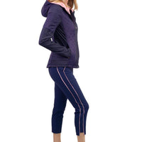 Navy with Light Pink Piping Pull-On Stretch Ankle Pant - Fairway Fittings
