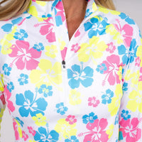 Neon Hibiscus Sun Shirt - Fairway Fittings