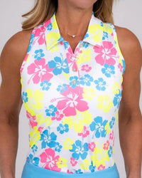 Racerback Golf Shirt - Neon Hibiscus - Fairway Fittings