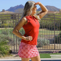 Red Sleeveless Zip Stretch Polo - Fairway Fittings