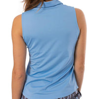 Sky Blue Sleeveless Zip Stretch Polo - Fairway Fittings