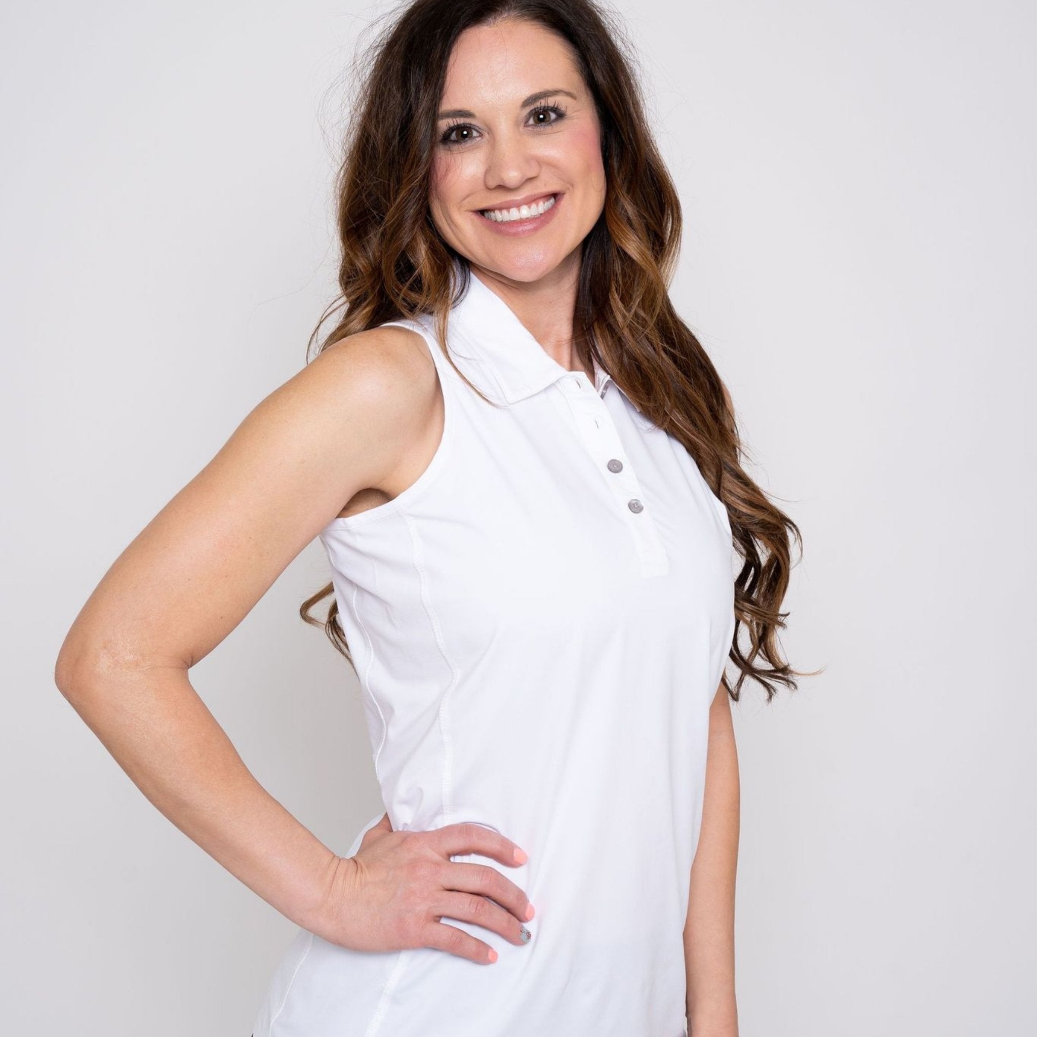 Sleeveless Golf Shirt - White - Fairway Fittings