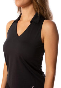 Sleeveless Lisa Sport Polo - Black - Fairway Fittings