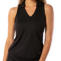 Sleeveless Lisa Sport Polo - Black - Fairway Fittings