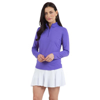 Solid Long Sleeve Mock Neck Top - Plum - Fairway Fittings