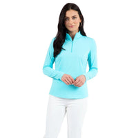 Solid Long Sleeve Mock Neck Top - Seafoam - Fairway Fittings