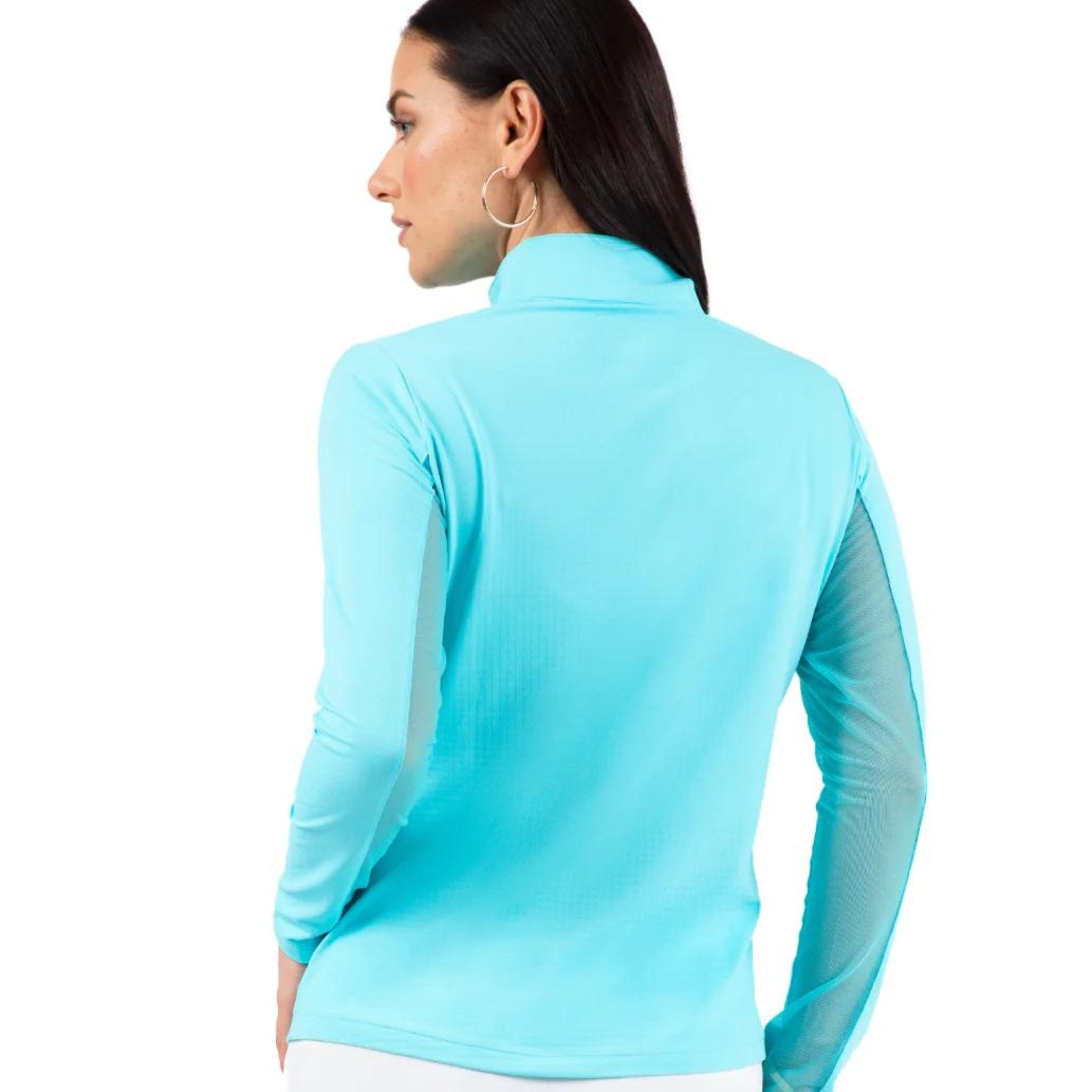 Solid Long Sleeve Mock Neck Top - Seafoam - Fairway Fittings