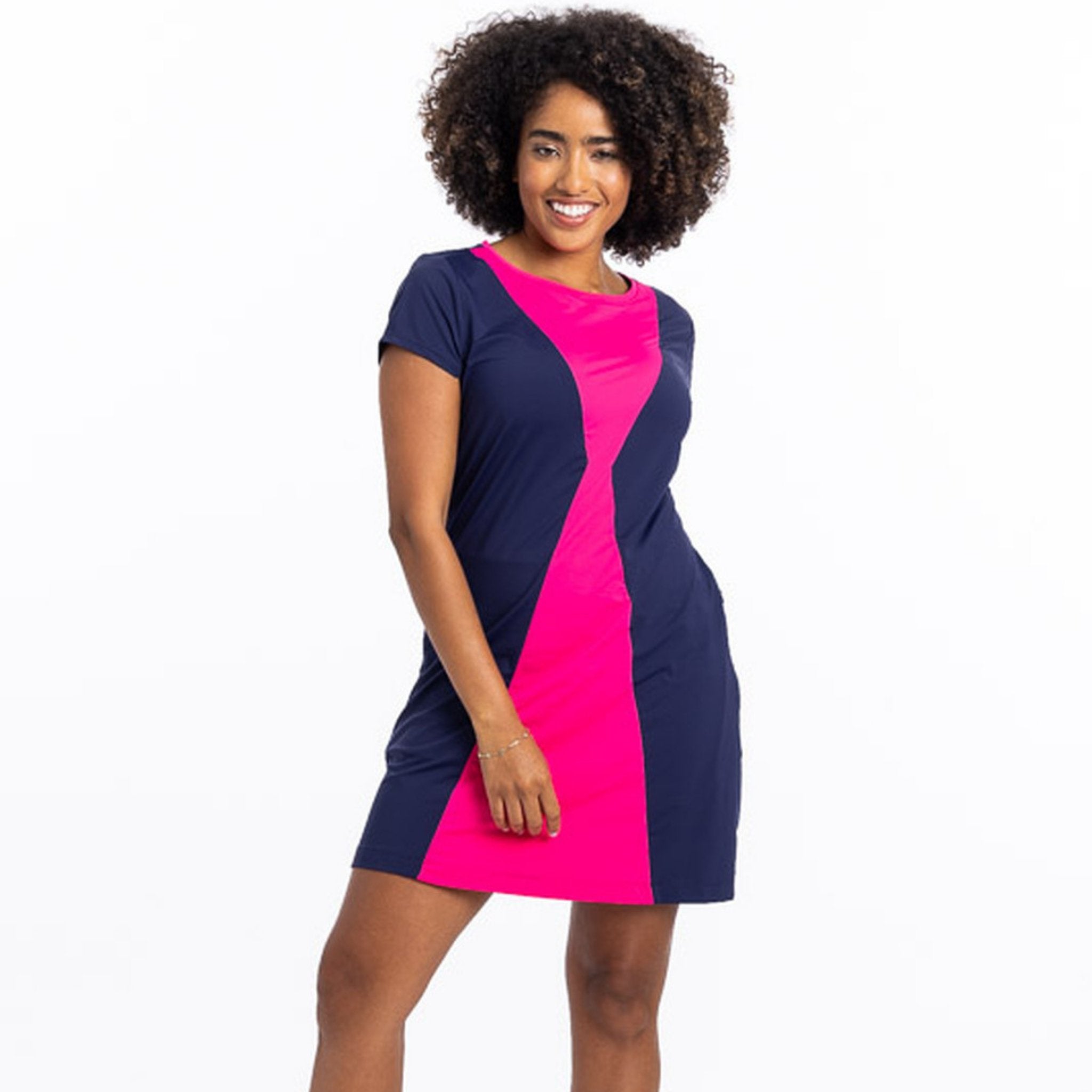 Spring Breeze Shortsleeve Golf Dress - Navy Blue - Fairway Fittings