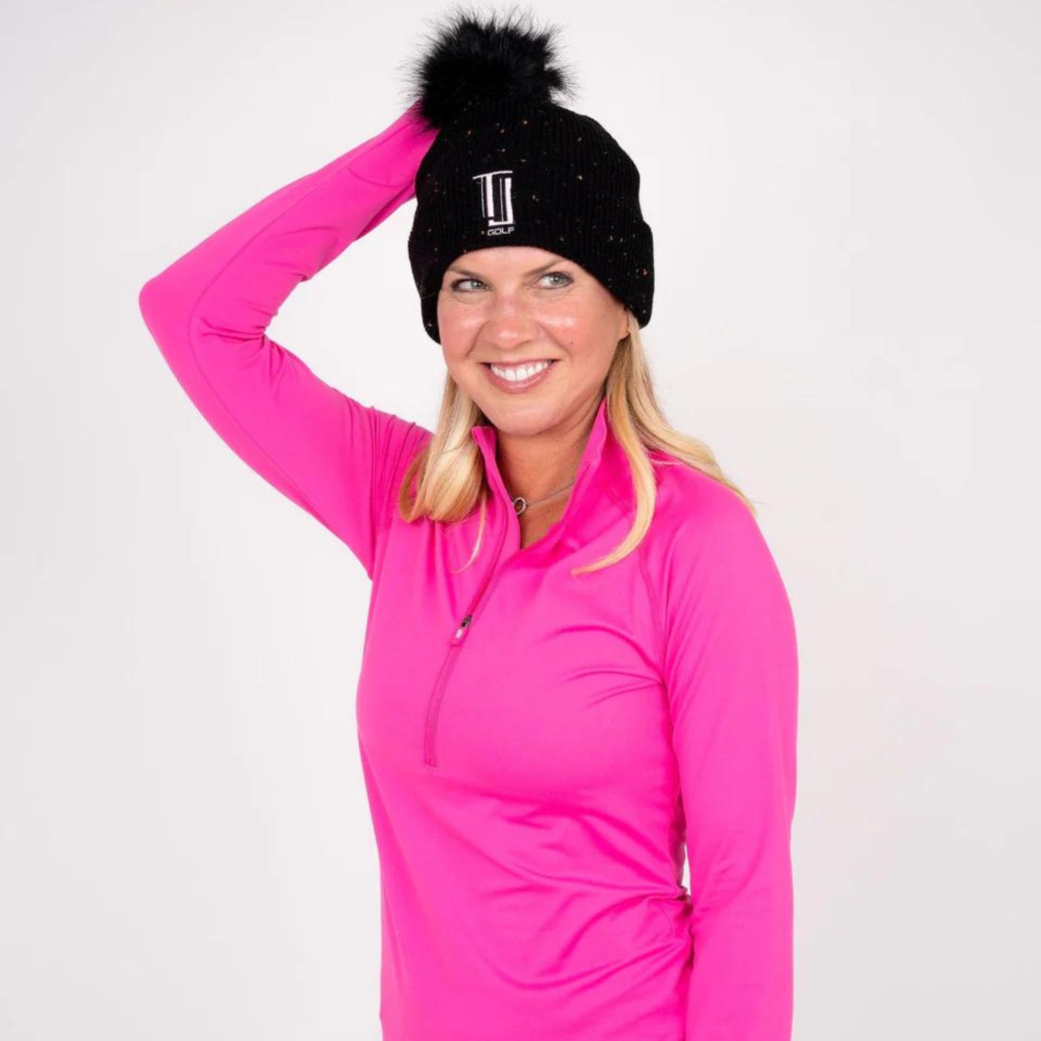 TJ Beanie - Black/Pink - Fairway Fittings