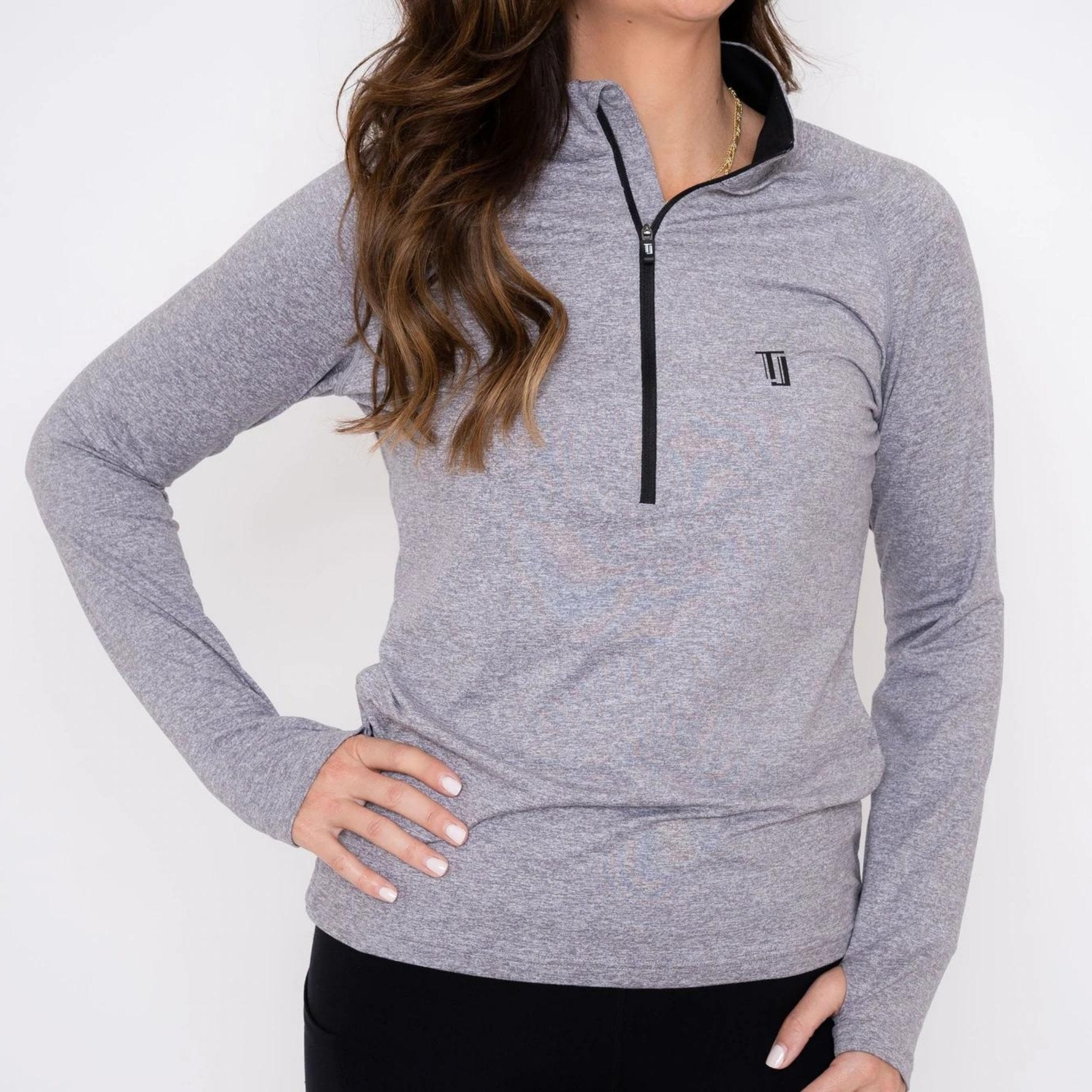 Tour Pullover - Heather Silver/Black - Fairway Fittings