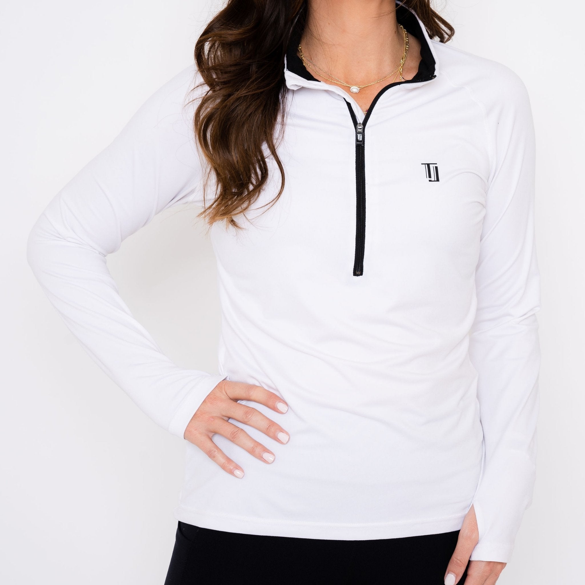 Tour Pullover - White/Black - Fairway Fittings