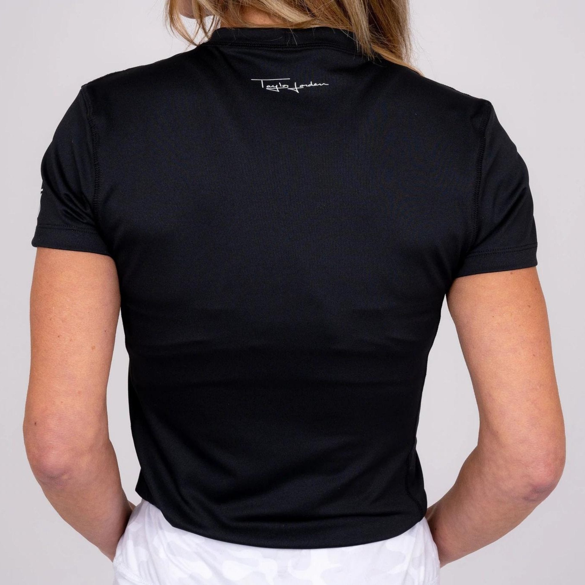 Women's Collarless Athletic Top - Black - Fairway Fittings