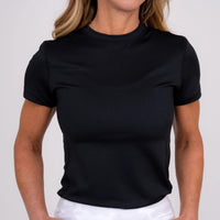 Women's Collarless Athletic Top - Black - Fairway Fittings