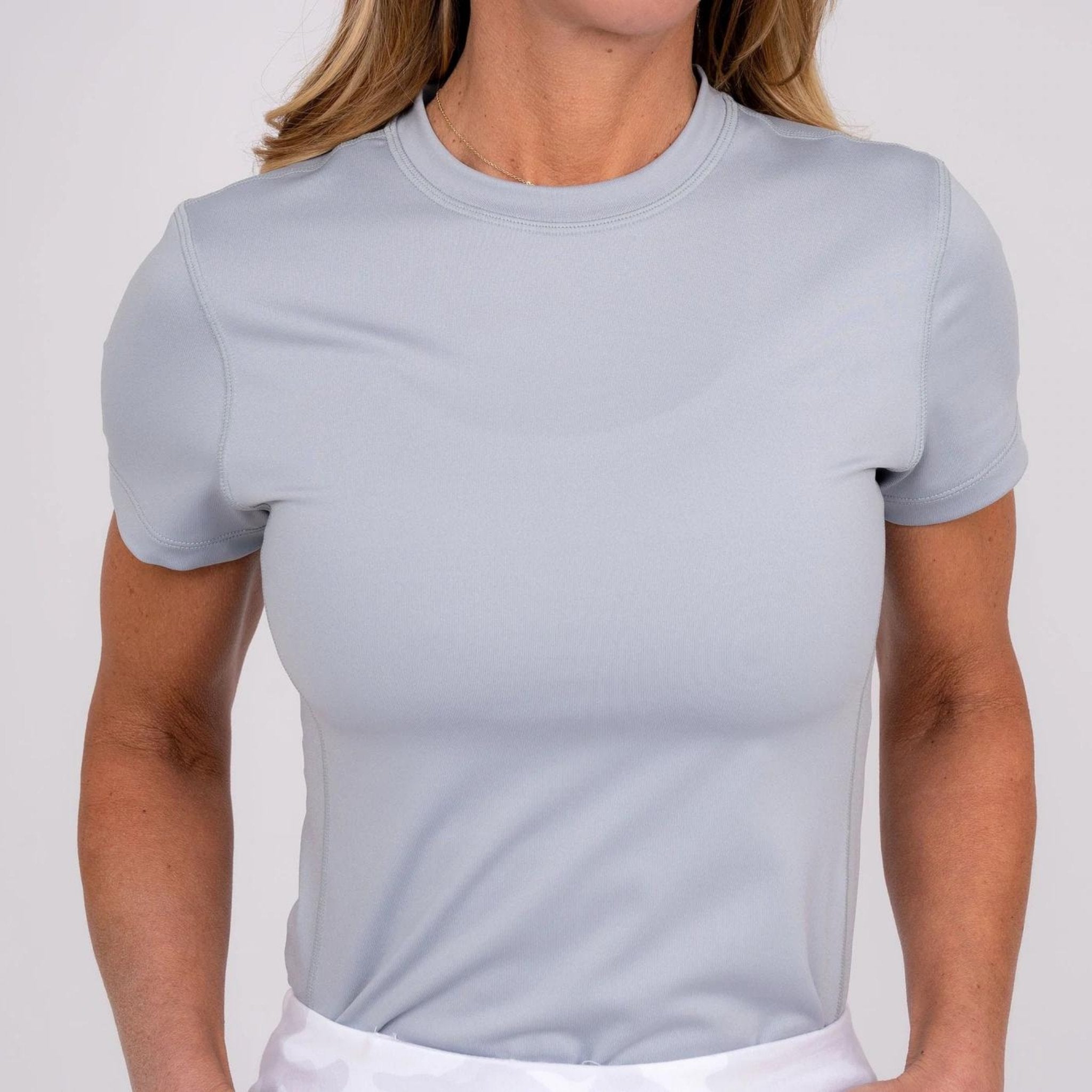 Women's Collarless Athletic Top - Grey - Fairway Fittings