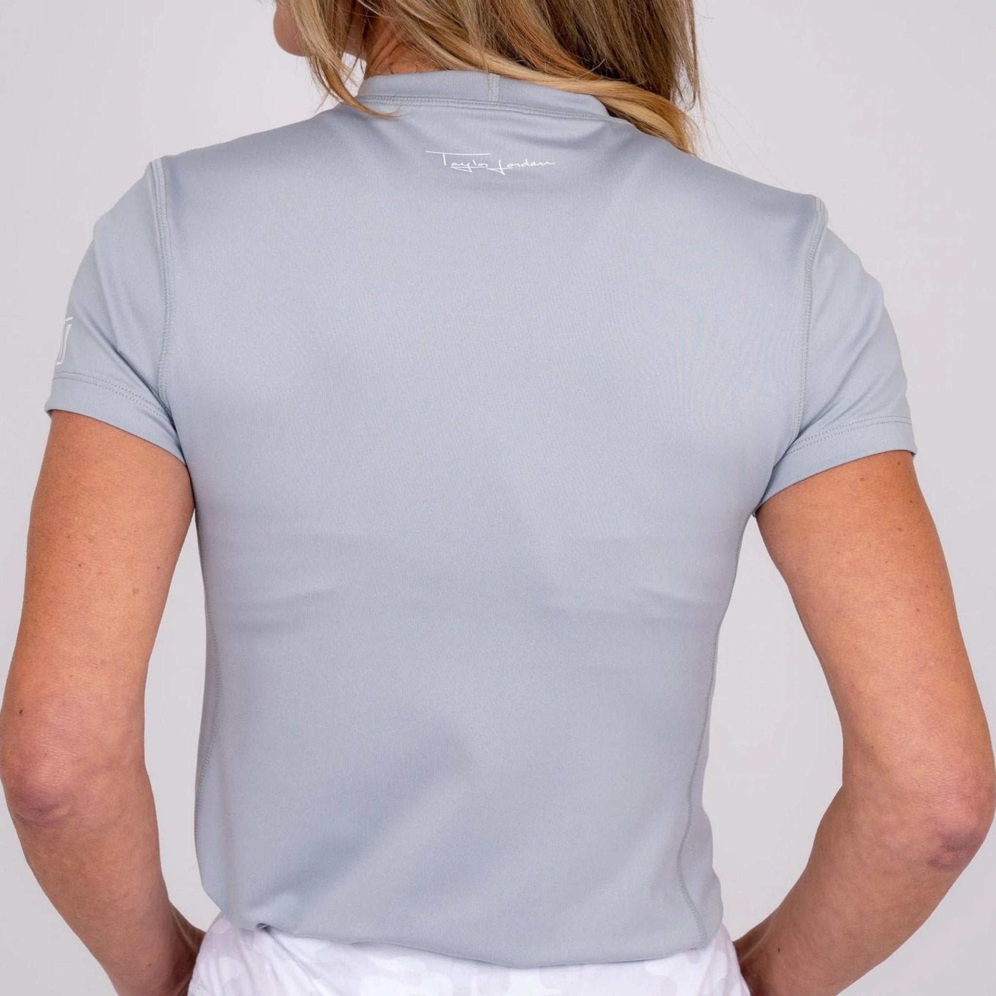 Women's Collarless Athletic Top - Grey - Fairway Fittings