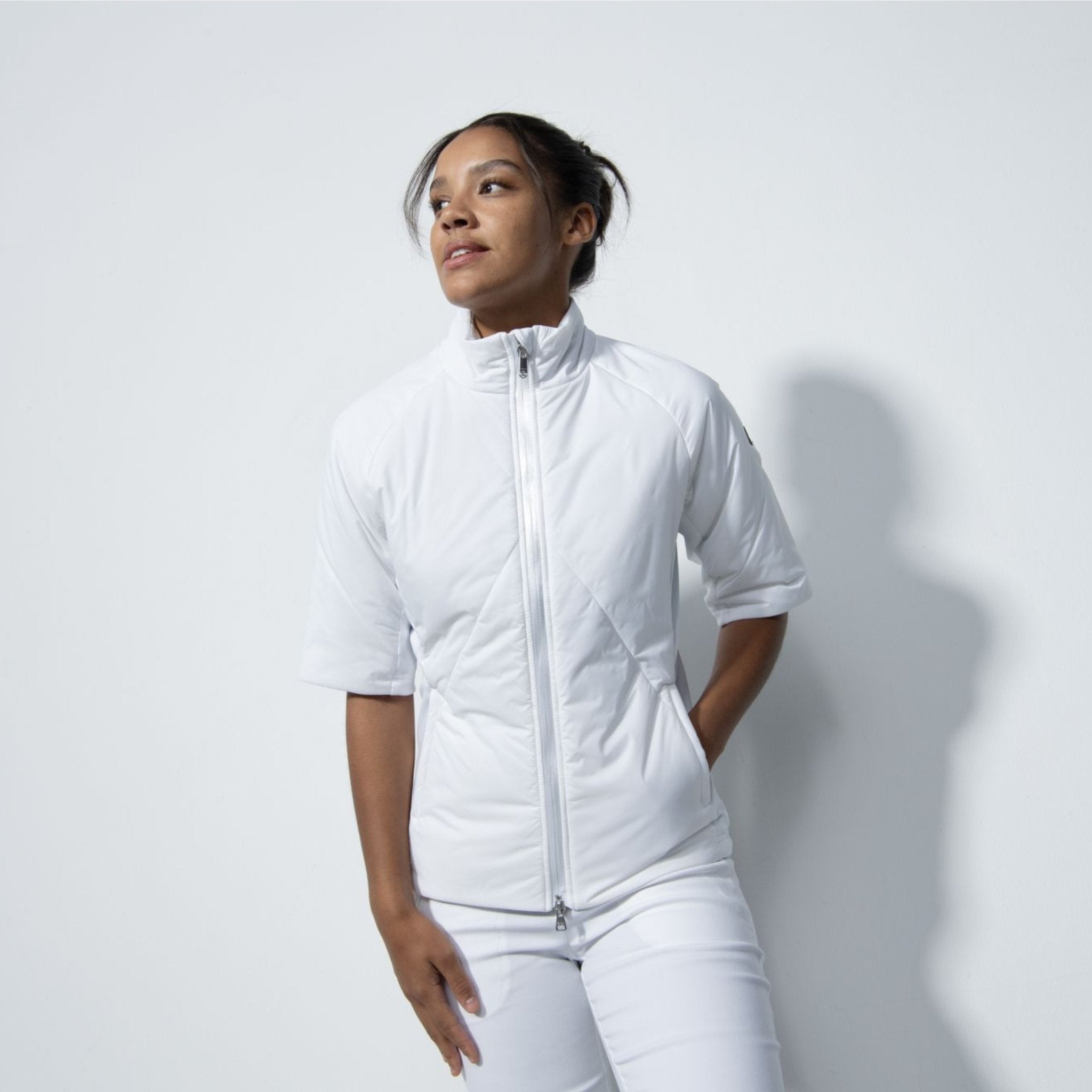 Caen White Short Sleeve Jacket - Daily Sports | Fairway Fittings Caen White Short Sleeve Jacket - Daily Sports | Fairway Fittings