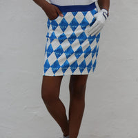 Pull On Golf Skirt Harlequin - Blue Lagoon - Fairway Fittings