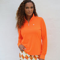 Sheer Sleeve Golf Shirt – Tangerine - Fairway Fittings