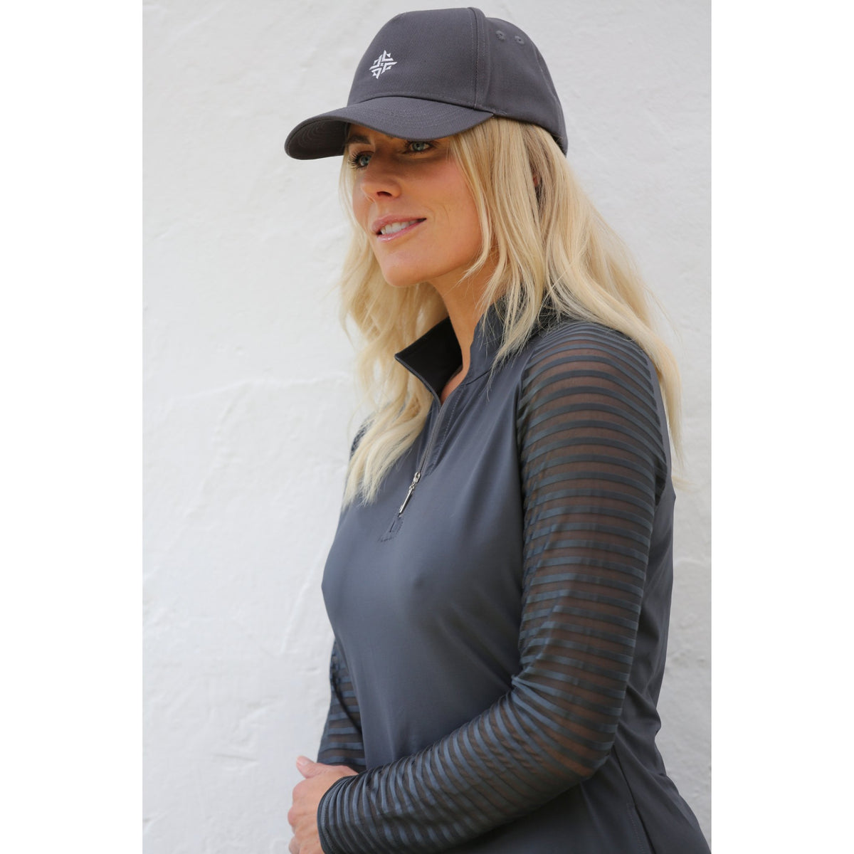Sheer Sleeve Golf Skater Dress - Charcoal - Fairway Fittings