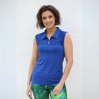 Sleeveless Sheer Golf Shirt – Cobalt - Fairway Fittings