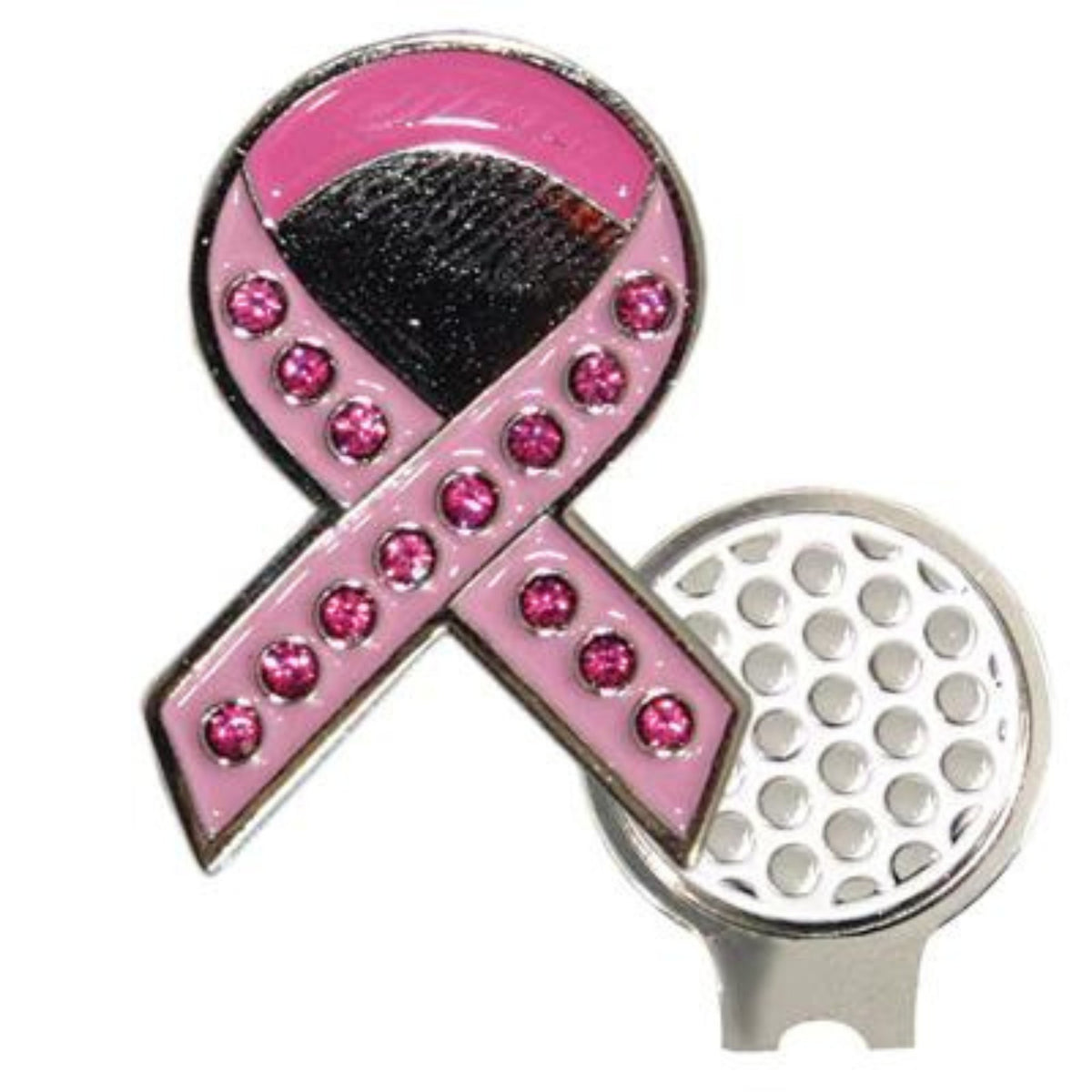 BLING HAT CLIP SET - BREAST CANCER RIBBON - Fairway Fittings