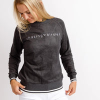 Chasing Birdies Varsity Sweatshirt - Charcoal Gray - Fairway Fittings