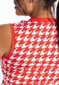Cut Loose Sleeveless Golf Top - Houndstooth Cherry Red - Fairway Fittings