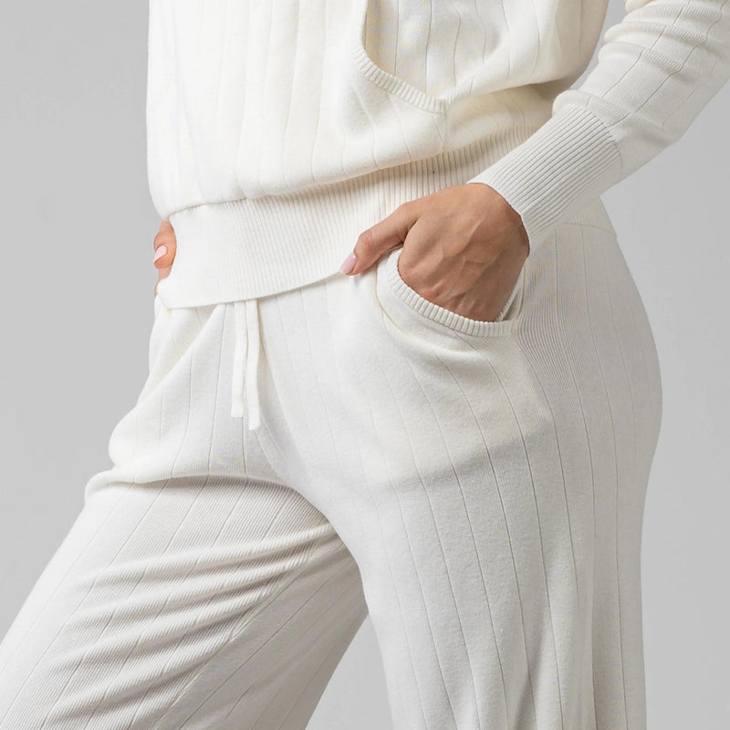 Dream Sweater Knit Pants - White Tan - Fairway Fittings