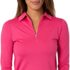 Hot Pink Long Sleeve Zip Stretch Polo - Fairway Fittings