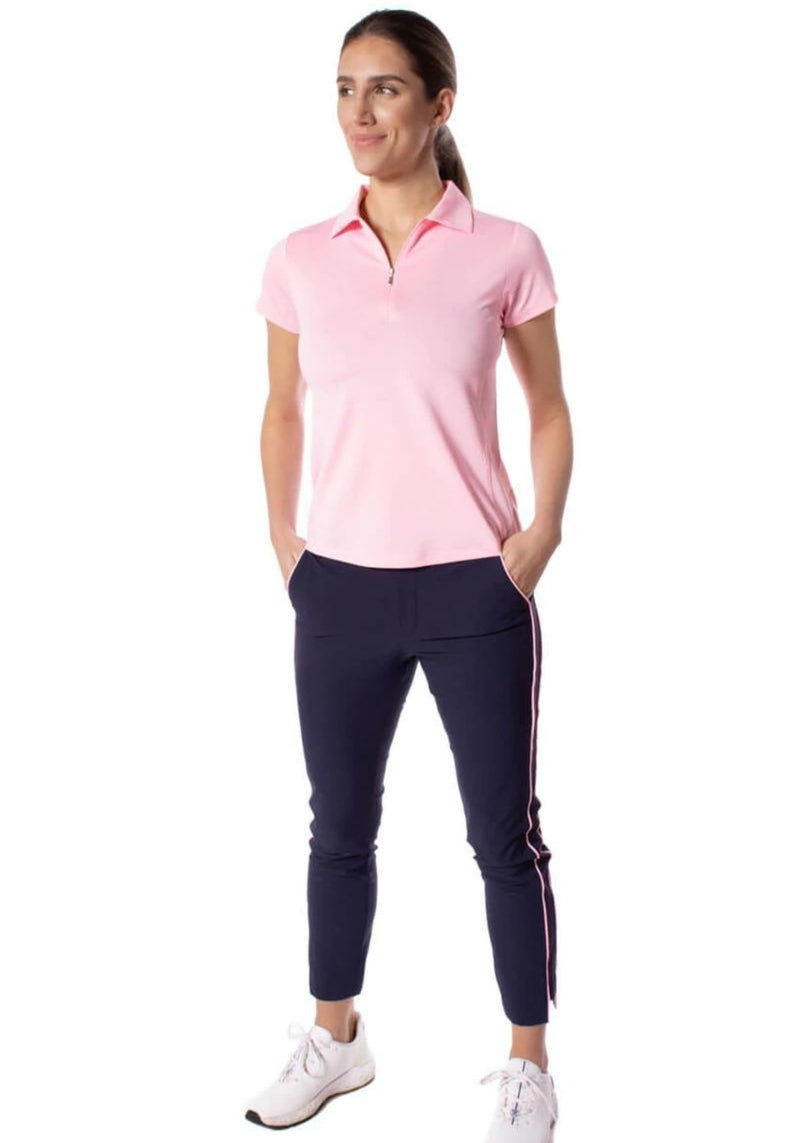 Light Pink Short Sleeve Zip Stretch Polo - Fairway Fittings
