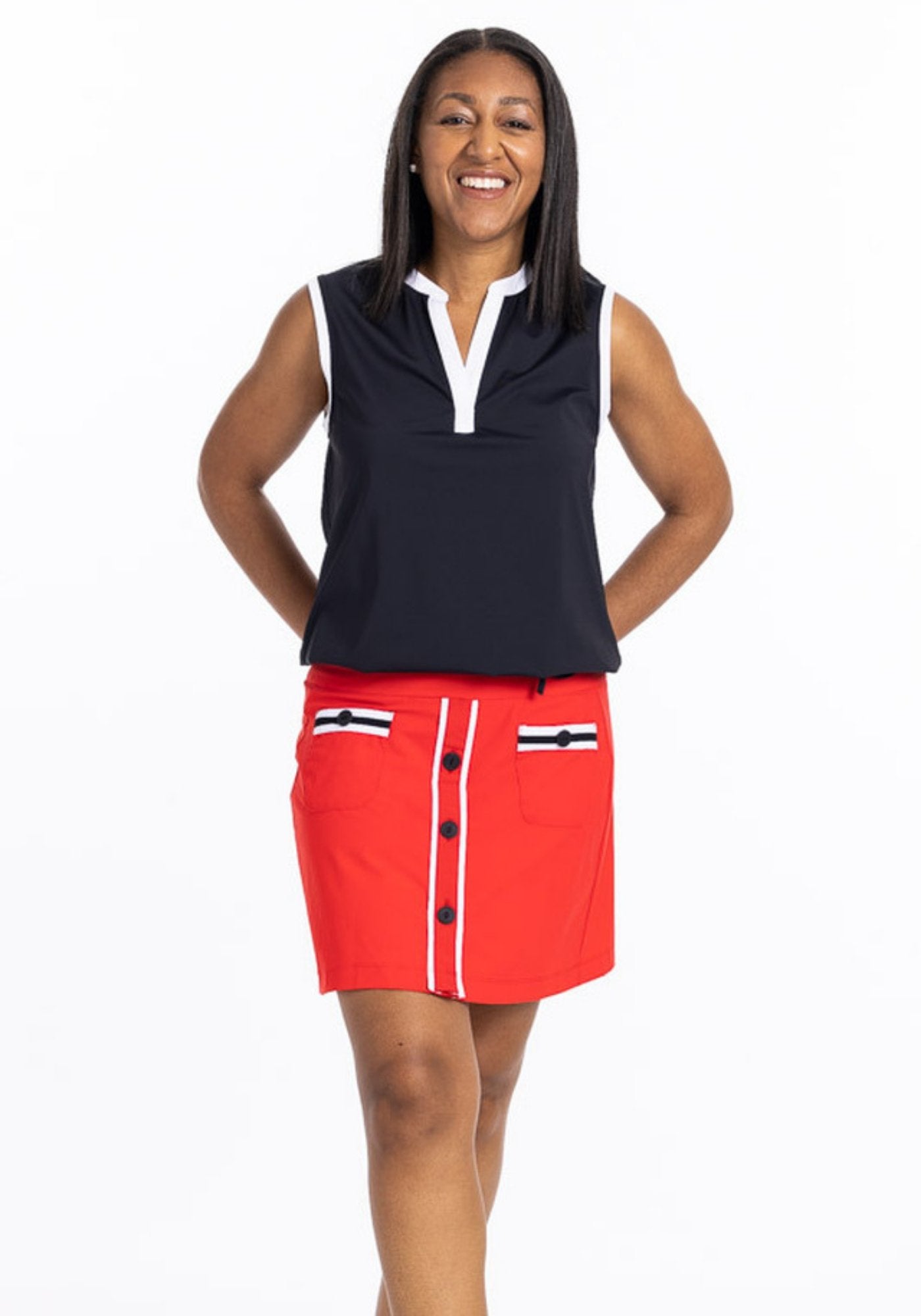 Red discount golf skort