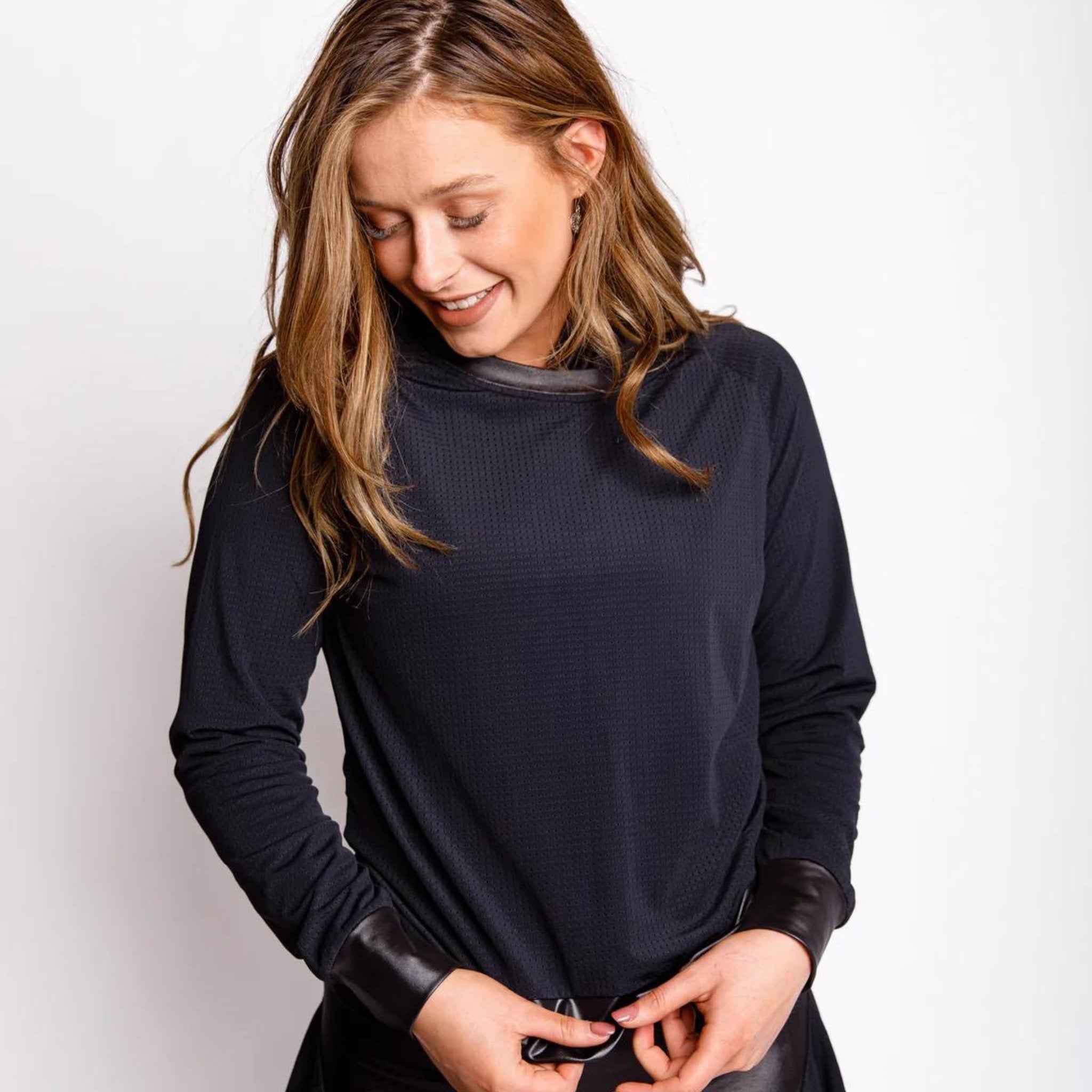 Lucky in "Leather" Long Sleeve Top - Fairway Fittings